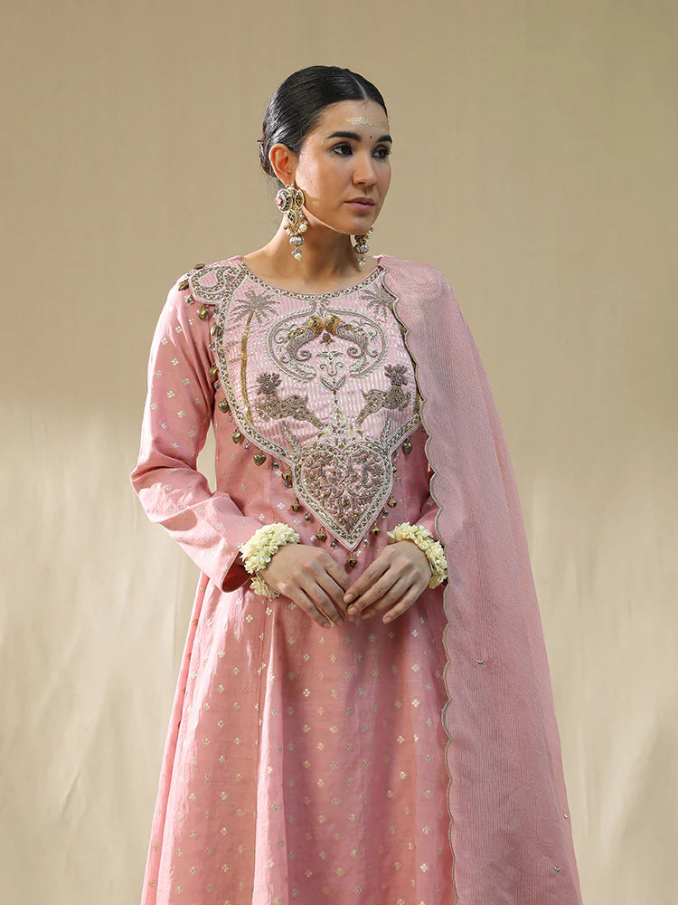 Baby Pink Kastoori Self Suit Set