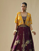 Purple Brushstroke Lehenga Set