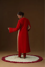 Red Sakhi Prem Handpainted Suit Set