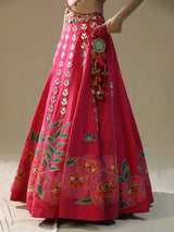 Pink Leopard Handpainted Lehenga Set