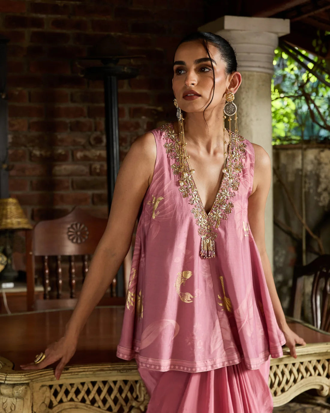 Nargis Draped Skirt And Top Set