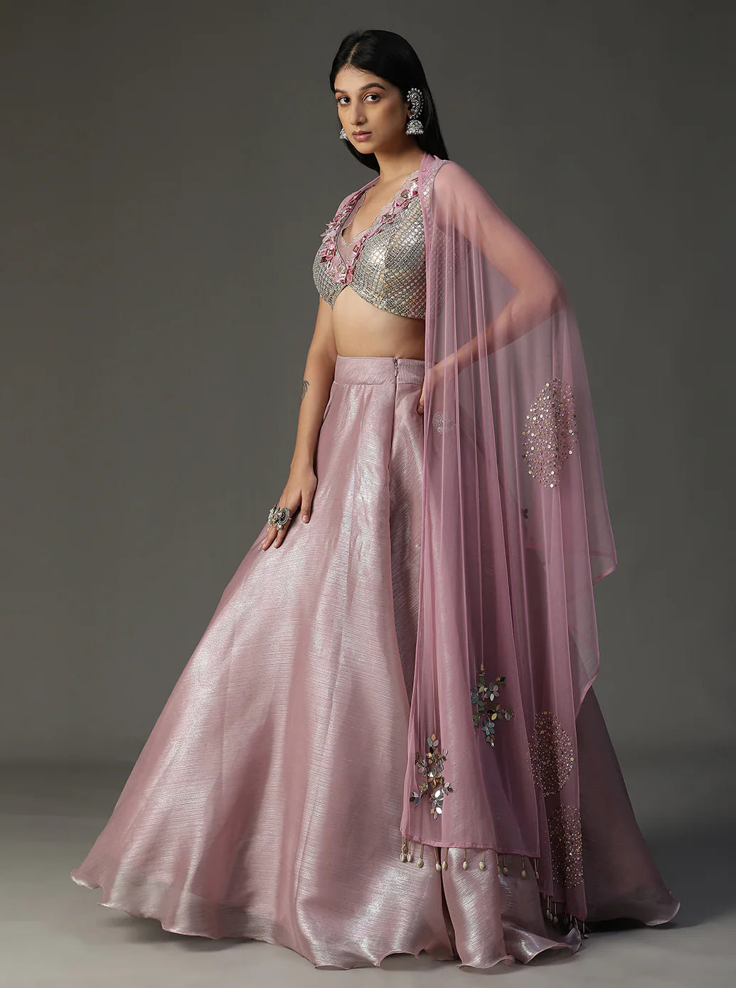 Lilac Organza Lehnga Set
