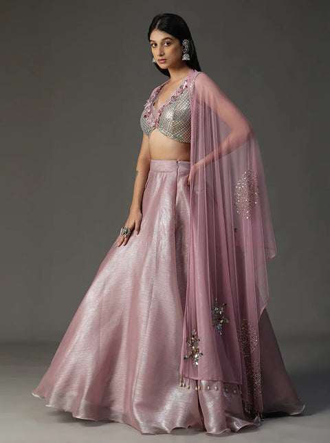 Lilac Organza Lehnga Set