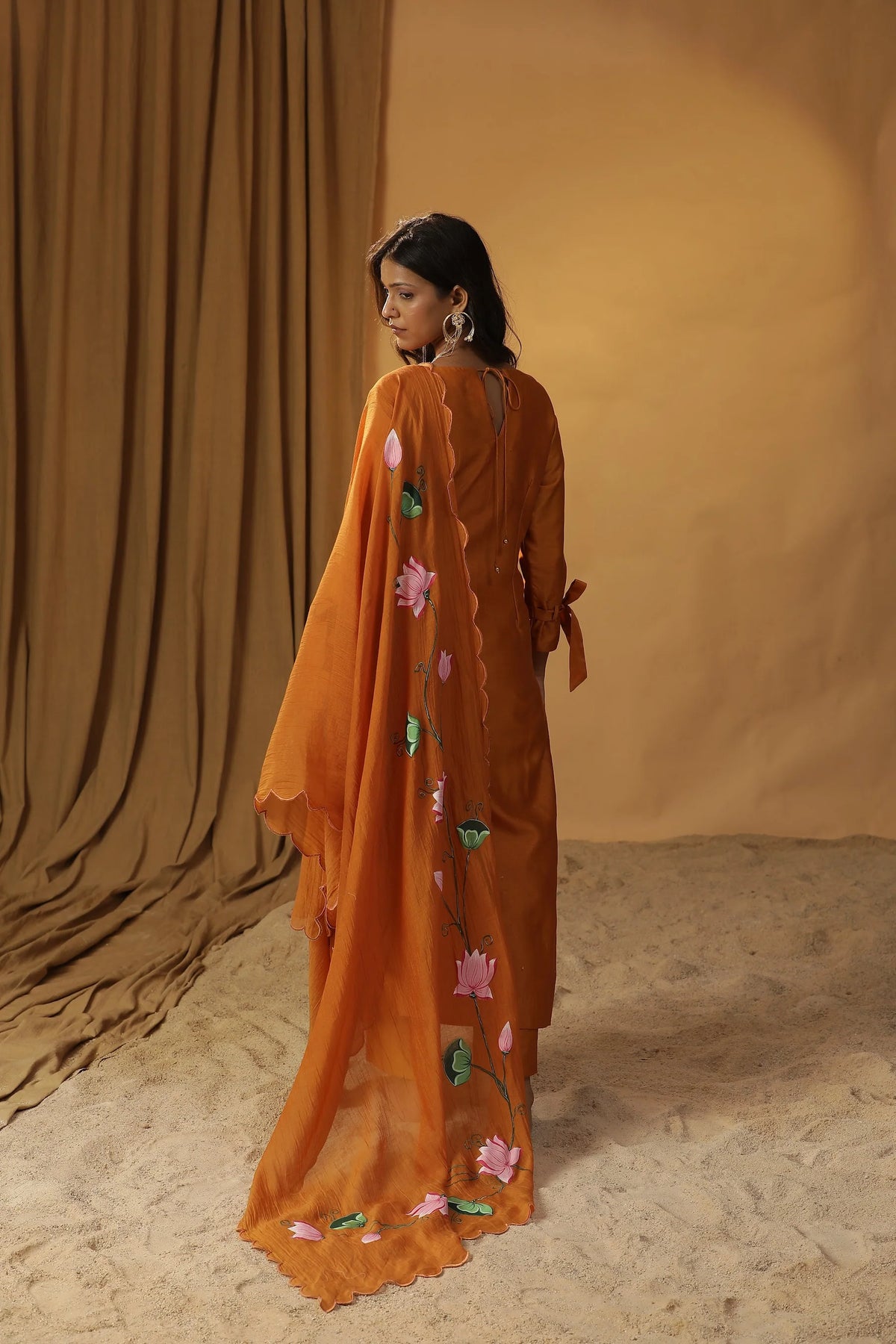 Brunt Orange Bird Embroidered Suit Set