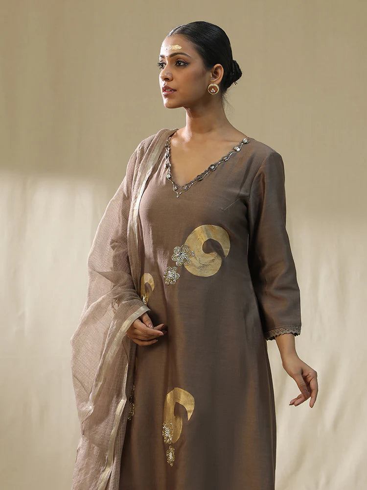 Mocha Brushstroke Suit Set