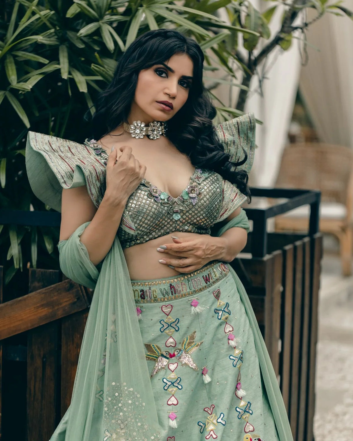 Priya Ahuja In Sapphire Blue Handpainted Lehenga Set