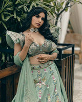 Priya Ahuja In Sapphire Blue Handpainted Lehenga Set