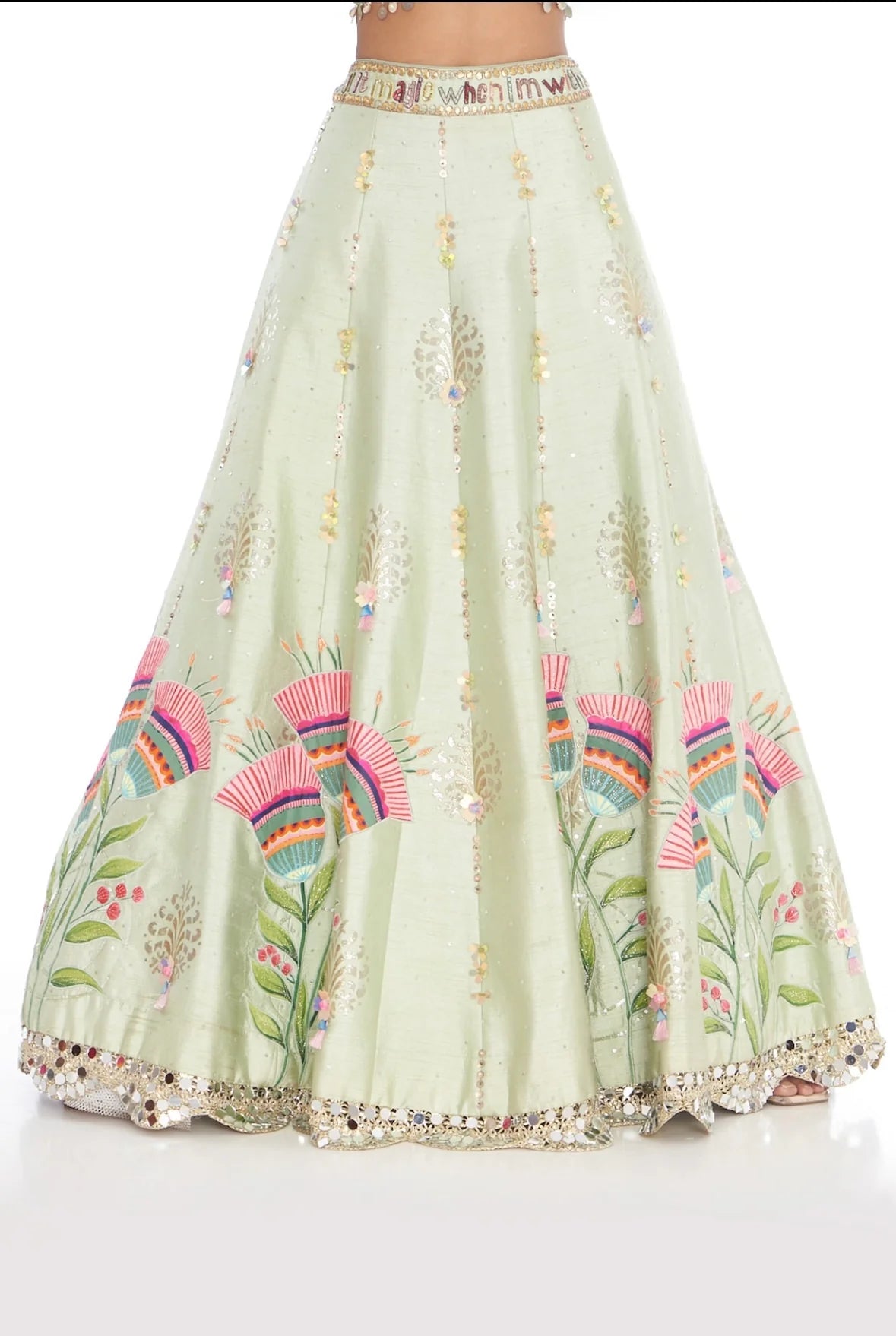 Sea Green Bell Handpainted Lehenga Set