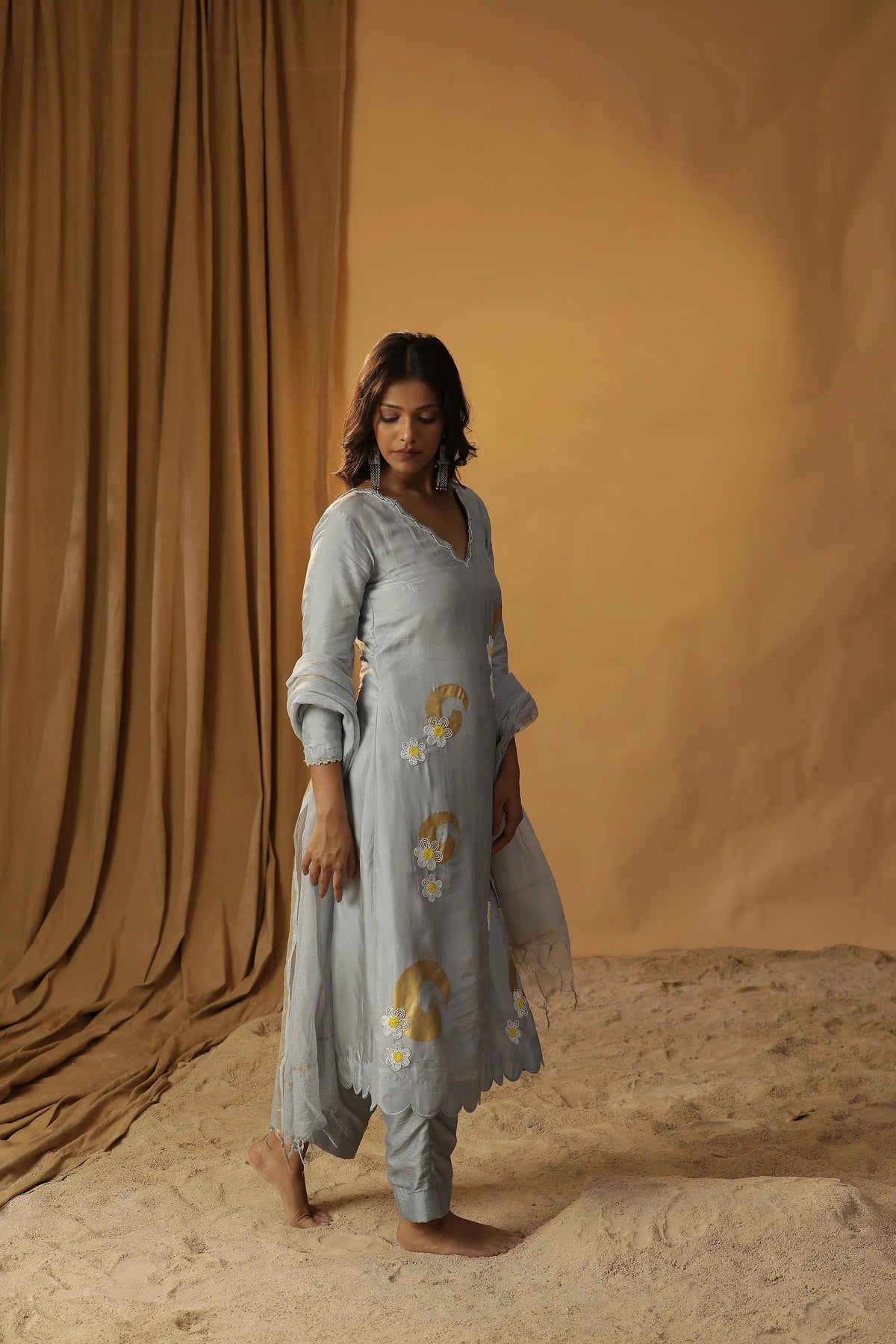 Ice Blue Foil Painted Suit Set