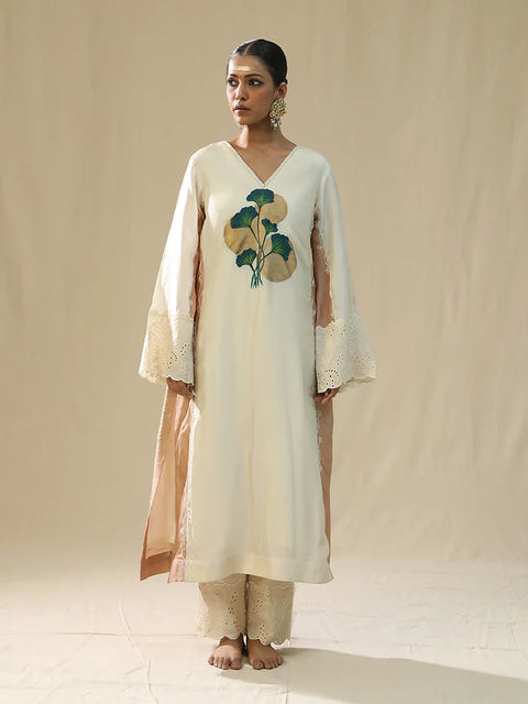 Ivory Handpainted Kurta Suit Set