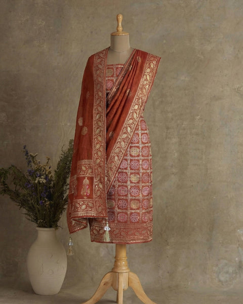 Banarasi Suit With All-Over Weaving Work
