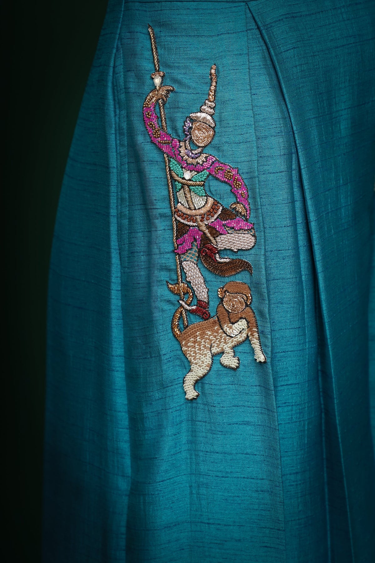 Blue Hand Embroidred Jumpsuit