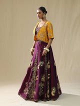 Purple Brushstroke Lehenga Set