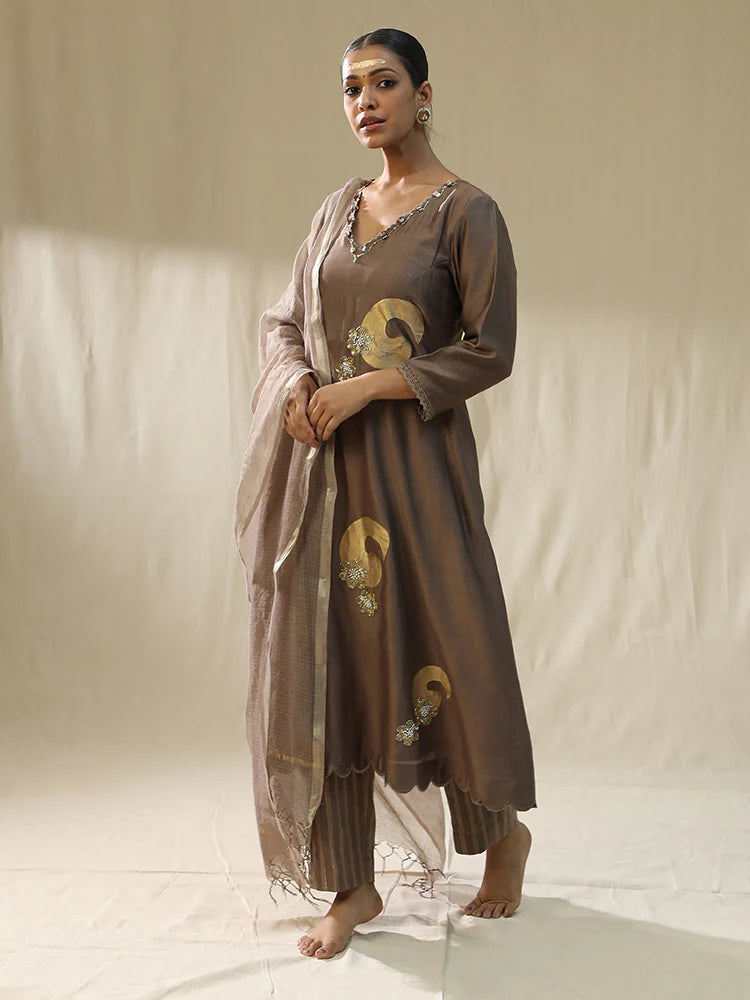 Mocha Brushstroke Suit Set