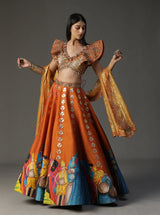 Orange Modern Baraat Lehnga set