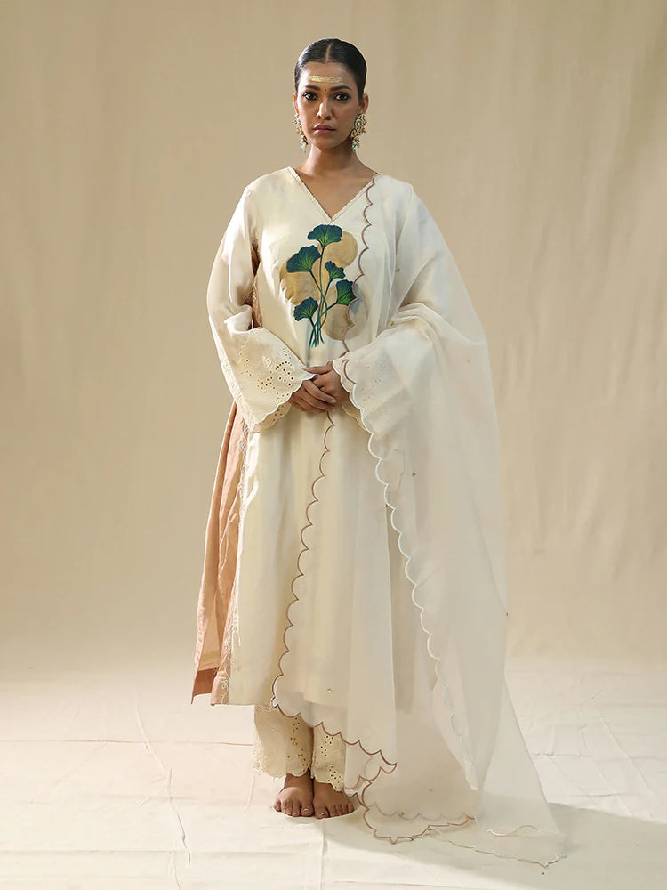 Ivory Handpainted Kurta Suit Set