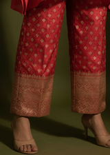 Cherry Red Zardozi Silk Kaftan