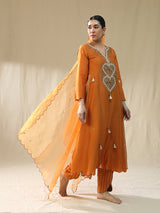 Orange Heart A Line Suit Set
