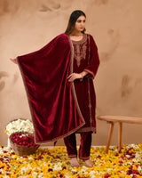 Pure Velvet Suit With Coding Embroidery Work