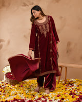 Pure Velvet Suit With Coding Embroidery Work