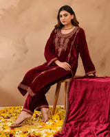 Pure Velvet Suit With Coding Embroidery Work