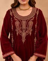 Pure Velvet Suit With Coding Embroidery Work