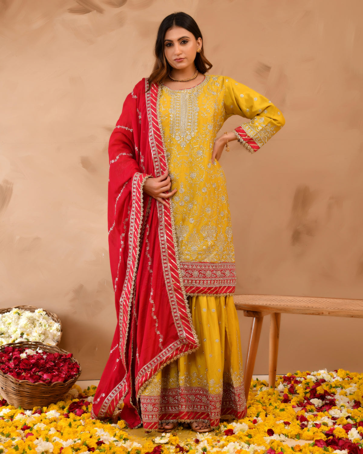 Heavy Chinnon Suit With All-Over Zarkan & Sequence Work