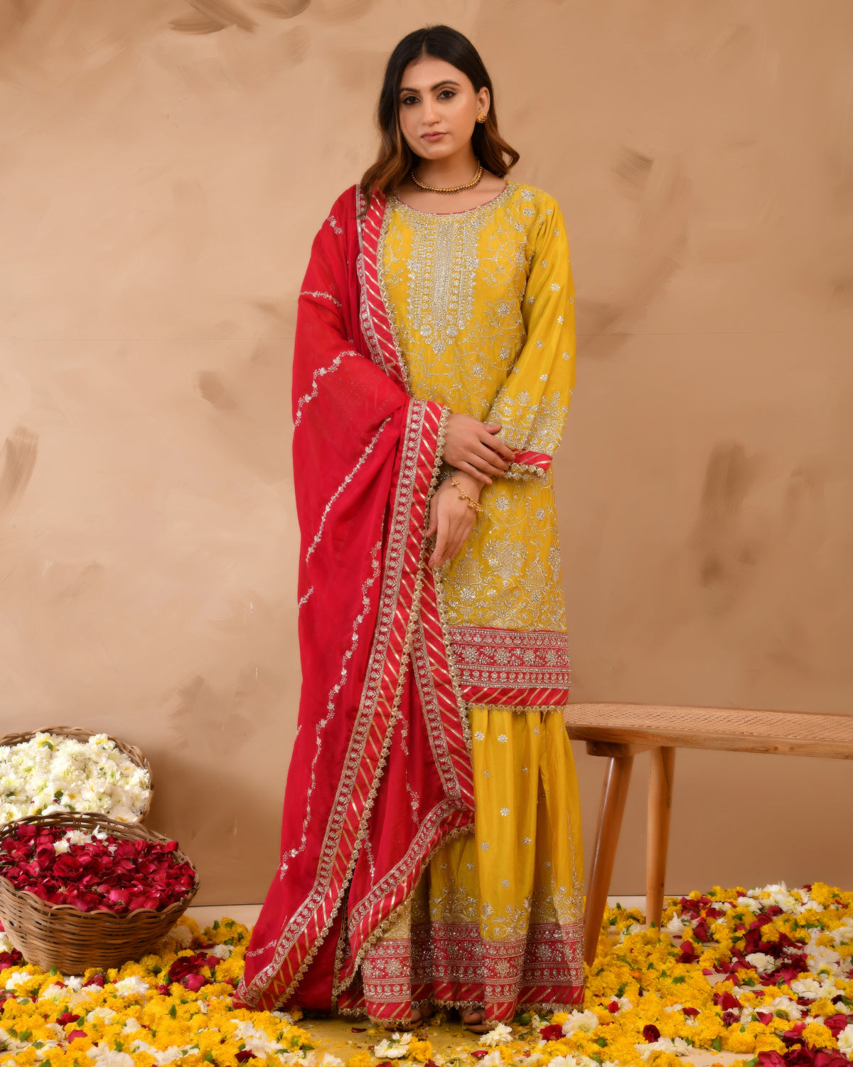 Heavy Chinnon Suit With All-Over Zarkan & Sequence Work