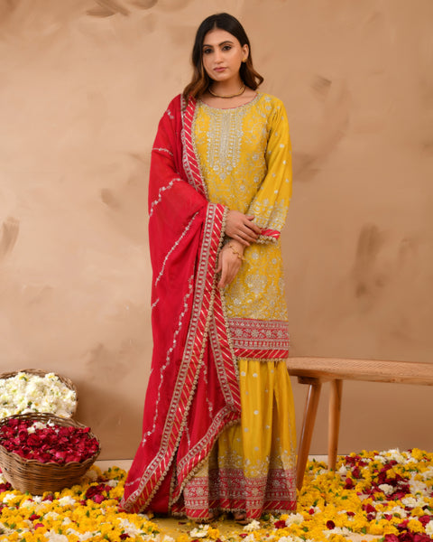 Heavy Chinnon Suit With All-Over Zarkan & Sequence Work