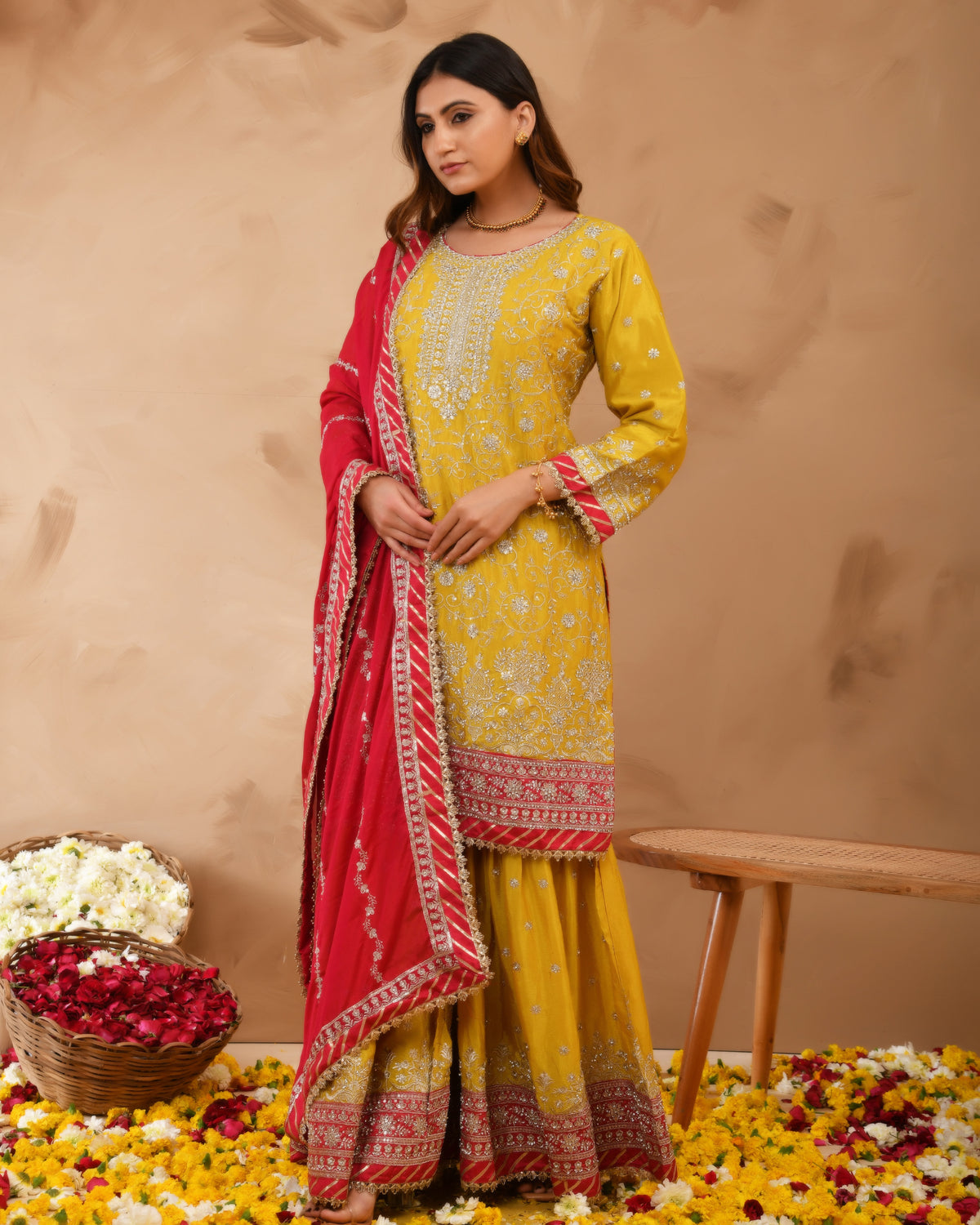 Heavy Chinnon Suit With All-Over Zarkan & Sequence Work