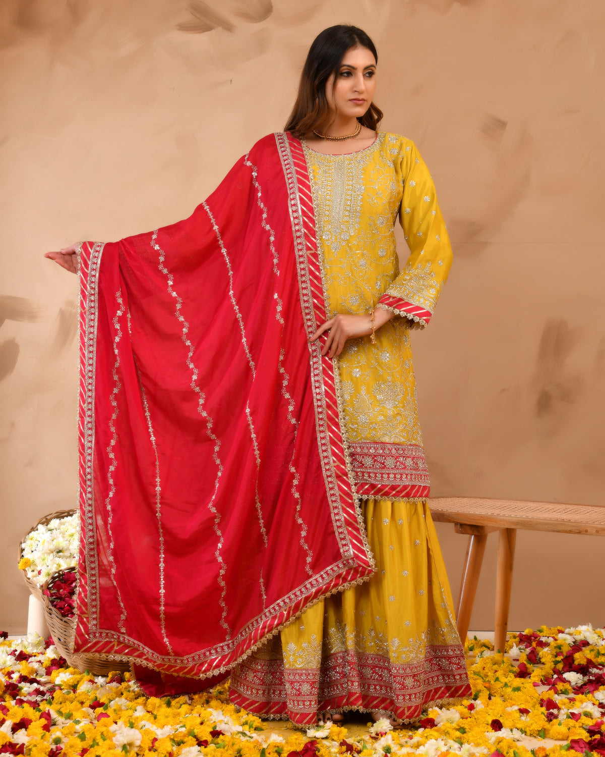 Heavy Chinnon Suit With All-Over Zarkan & Sequence Work