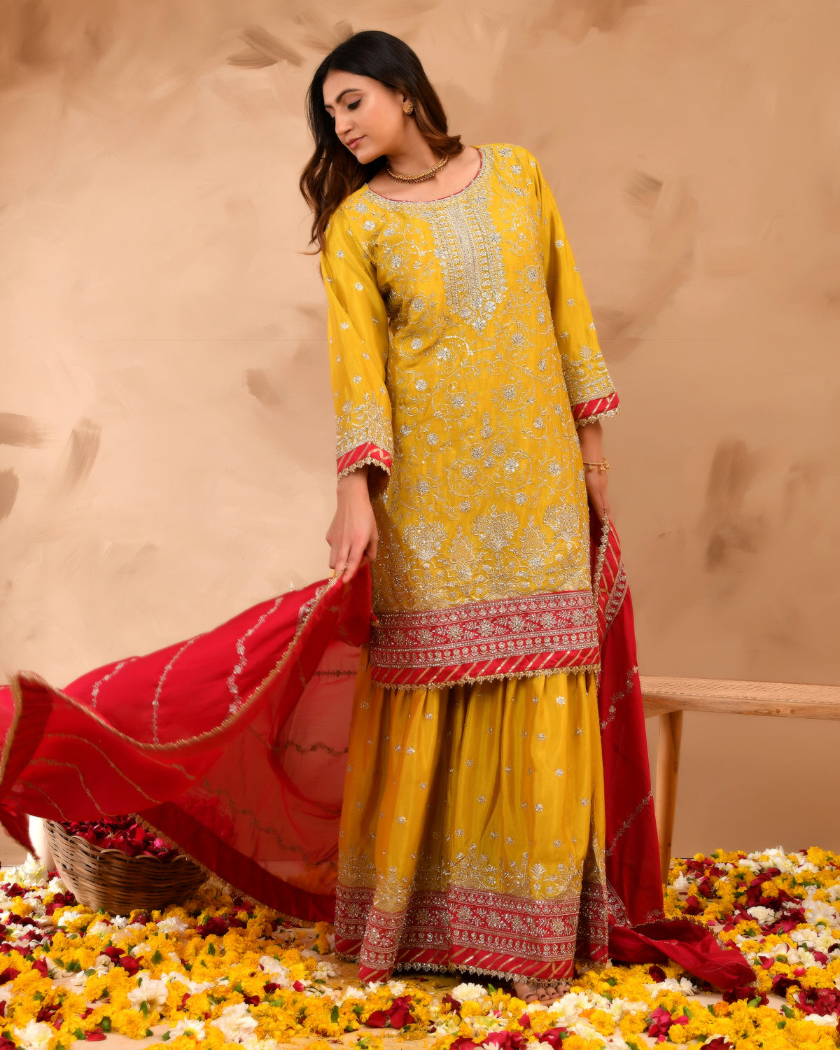Heavy Chinnon Suit With All-Over Zarkan & Sequence Work