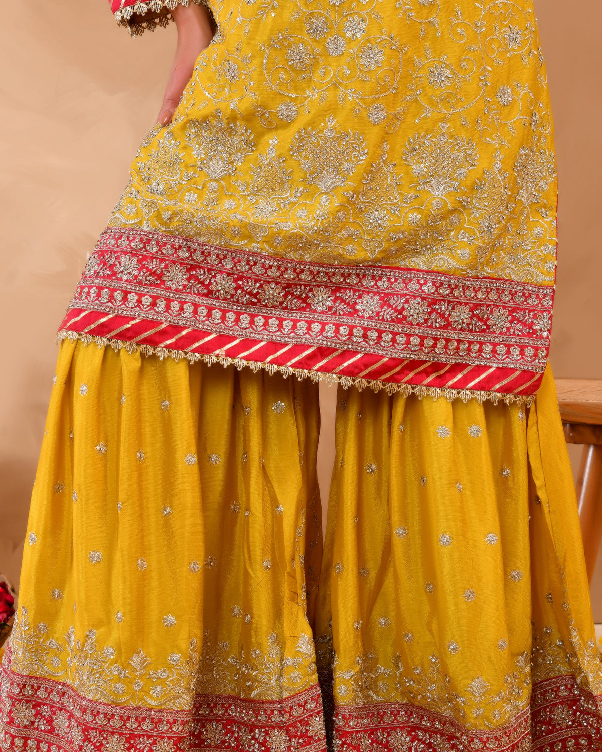 Heavy Chinnon Suit With All-Over Zarkan & Sequence Work