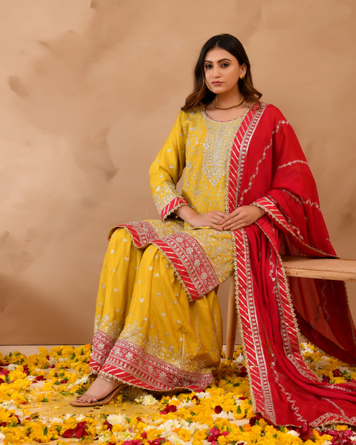 Heavy Chinnon Suit With All-Over Zarkan & Sequence Work