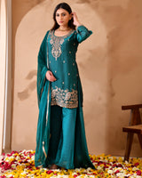 Simar Silk Suit with Cutdana Embroidery
