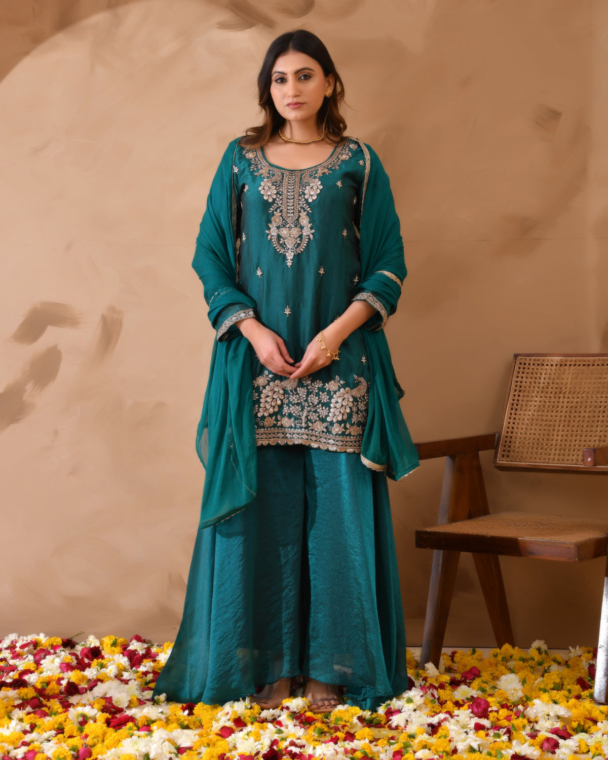 Simar Silk Suit with Cutdana Embroidery