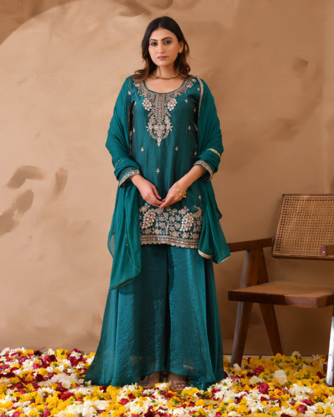 Simar Silk Suit with Cutdana Embroidery