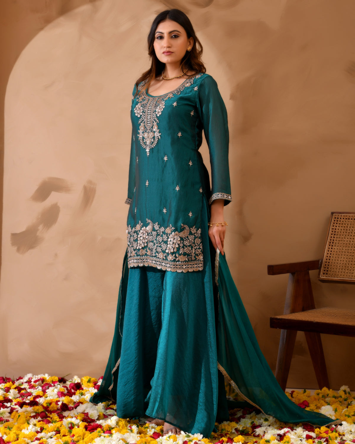 Simar Silk Suit with Cutdana Embroidery