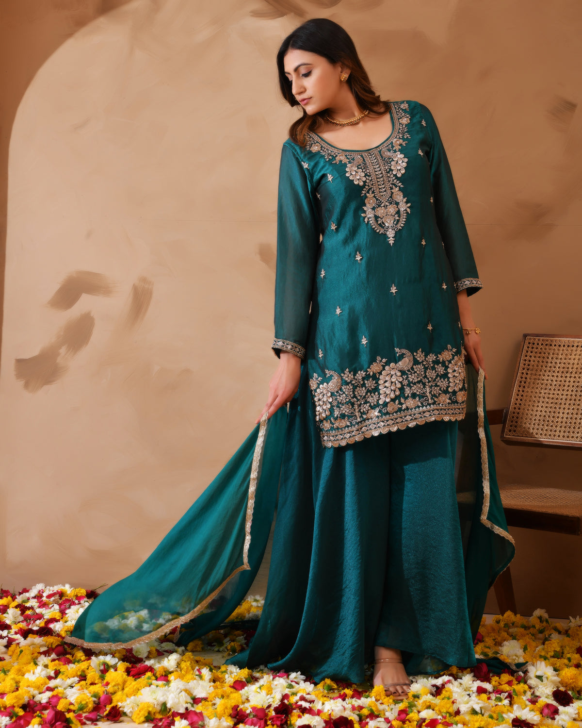 Simar Silk Suit with Cutdana Embroidery