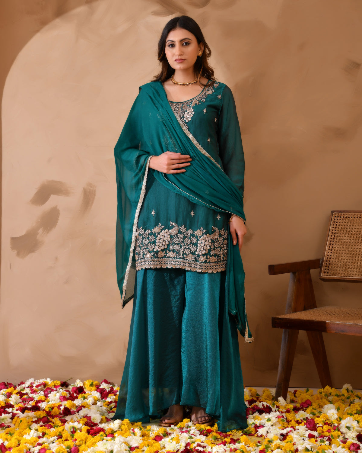 Simar Silk Suit with Cutdana Embroidery