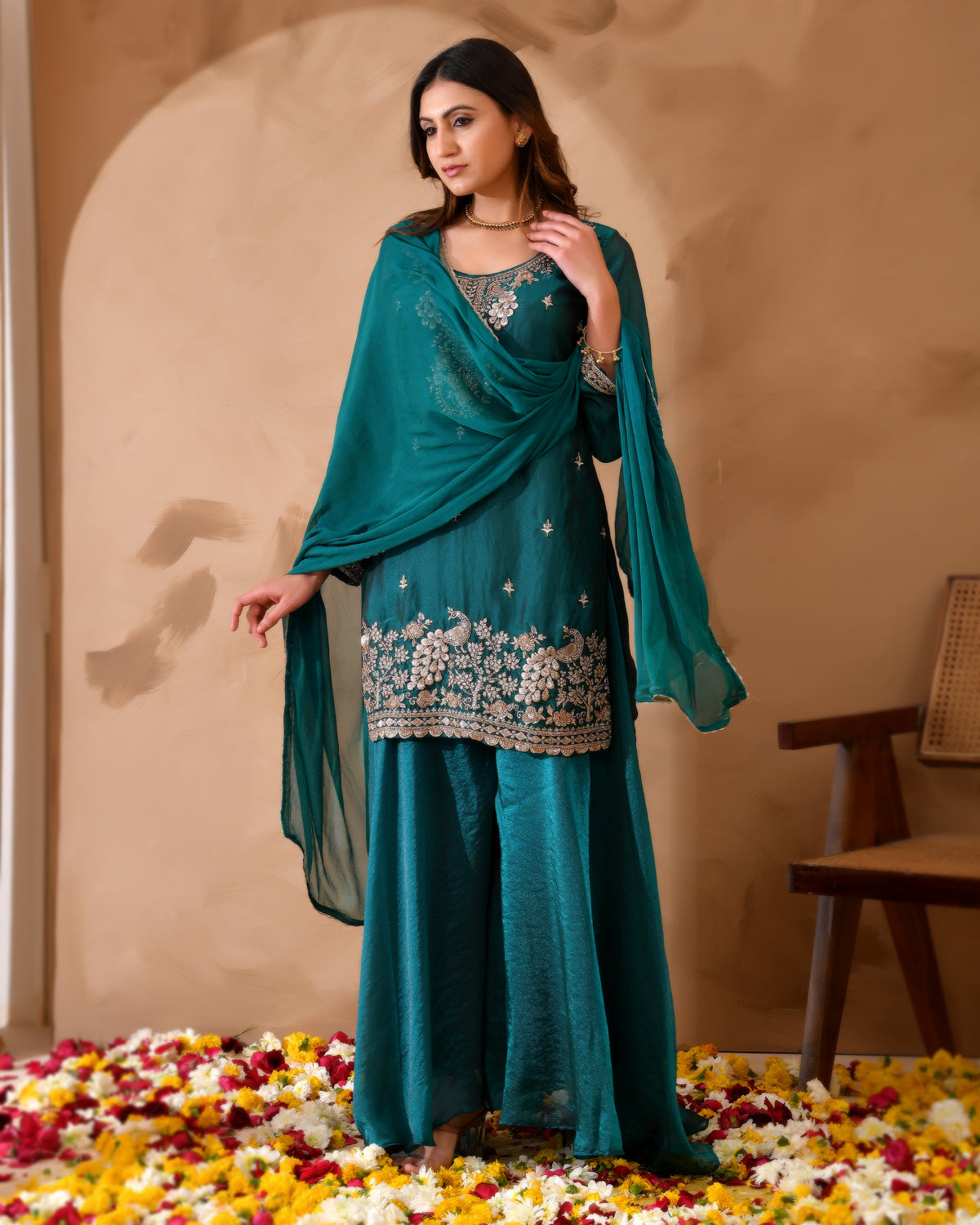 Simar Silk Suit with Cutdana Embroidery
