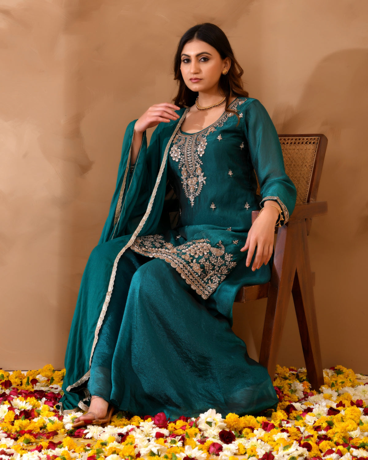 Simar Silk Suit with Cutdana Embroidery