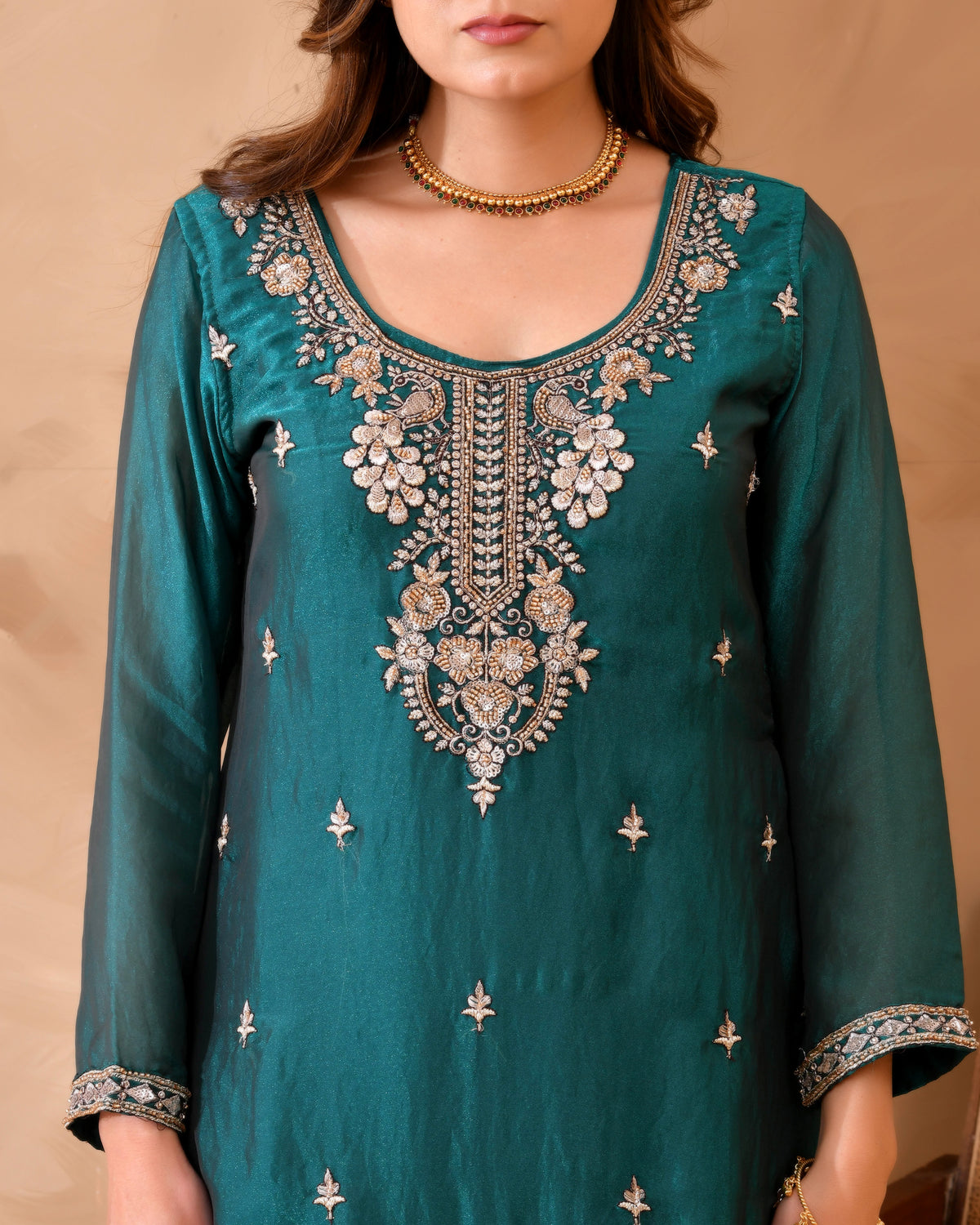 Simar Silk Suit with Cutdana Embroidery