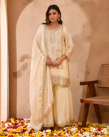 Ivory & Gold Suit With Heavy Zari Embroidery