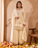 Ivory & Gold Suit With Heavy Zari Embroidery