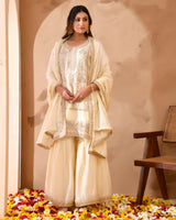 Ivory & Gold Suit With Heavy Zari Embroidery