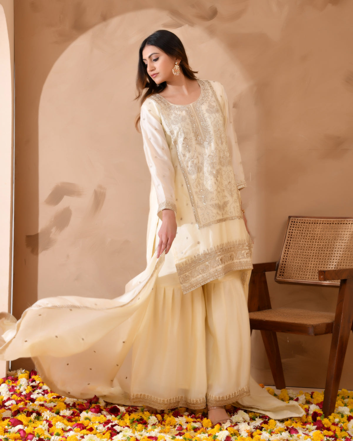 Ivory & Gold Suit With Heavy Zari Embroidery