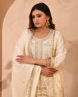 Ivory & Gold Suit With Heavy Zari Embroidery