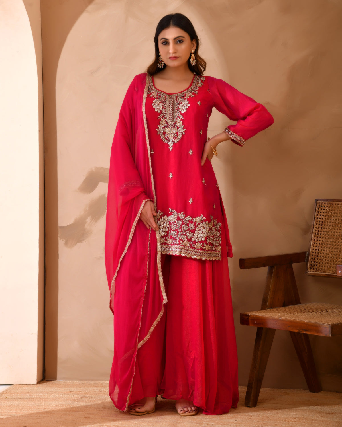 Simar Silk Suit With Cutdana Embroidery
