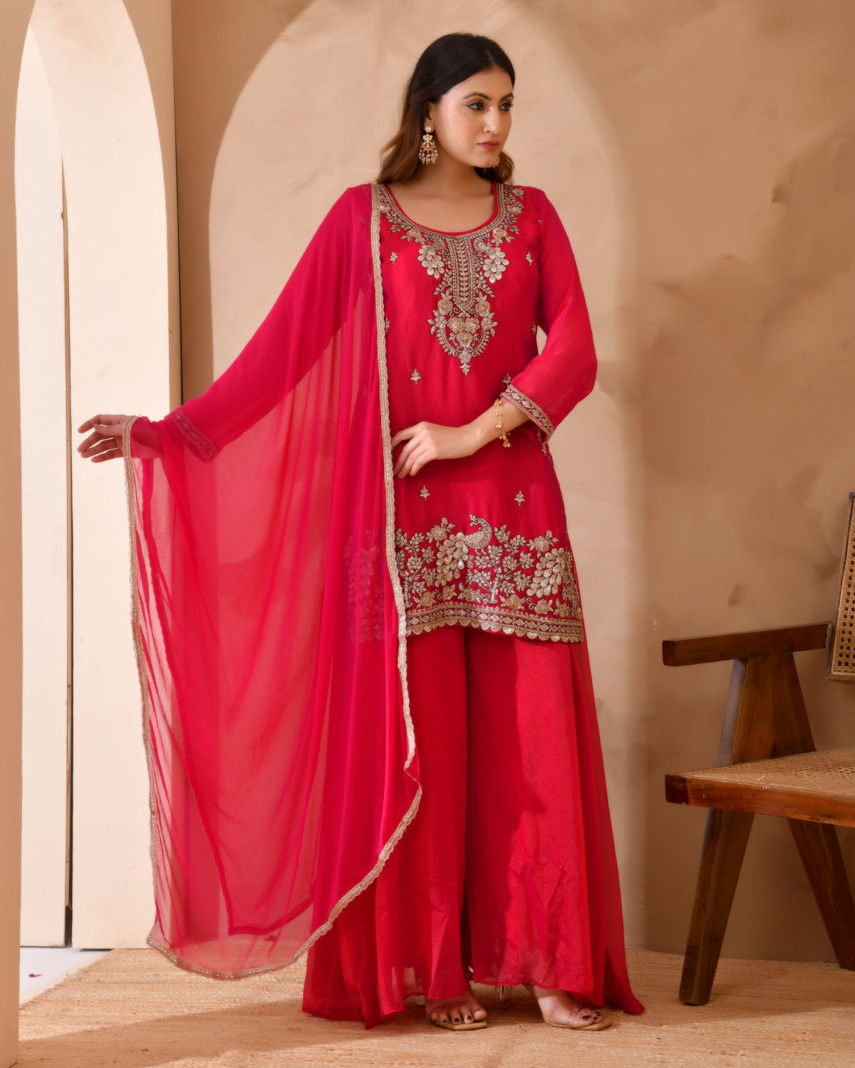 Simar Silk Suit With Cutdana Embroidery